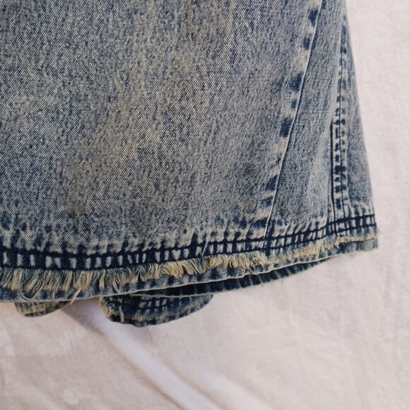 Easel, Oversized Overalls, Print Blue Denim, Distressed, Medium, Grunge, Cottage - Picture 14 of 16